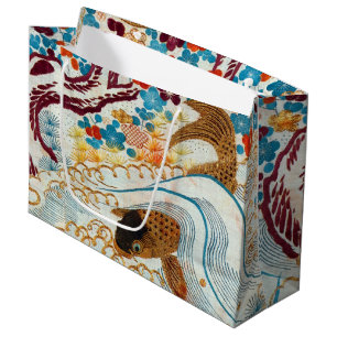 Vintage Japanese Carp and Running Water Large Gift Bag