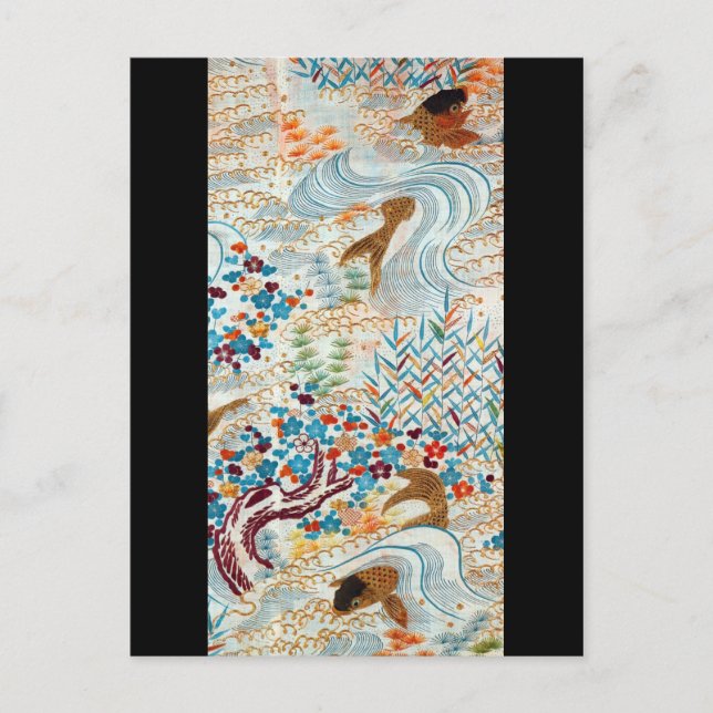Vintage Japanese Carp and Running Water Postcard (Front)