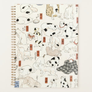 Vintage Japanese Cat Art Ukiyoe Woodblock Print Planner
