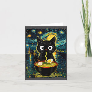 Vintage Japanese Cat Ramen Starry Night Van Gogh R Card