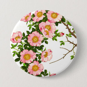 Vintage Japanese Cherry Blossoms, Pink and Gold 7.5 Cm Round Badge