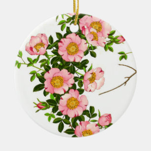 Vintage Japanese Cherry Blossoms, Pink and Gold Ceramic Tree Decoration