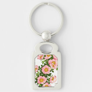 Vintage Japanese Cherry Blossoms, Pink and Gold Key Ring