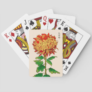 Vintage Japanese Chrysanthemum. Yellow & Orange  Playing Cards