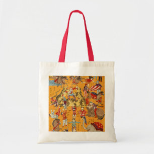 Vintage Japanese Circus Poster Ukiyo-e Art Tote Bag