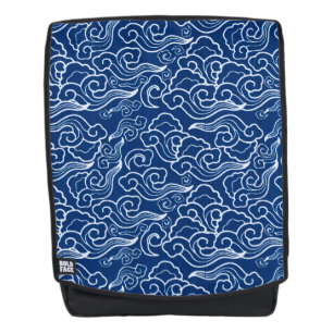 Vintage Japanese Clouds, Cobalt Blue and White Backpack