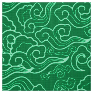 Vintage Japanese Clouds, Jade Green Fabric