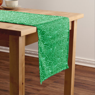 Vintage Japanese Clouds, Jade Green Short Table Runner