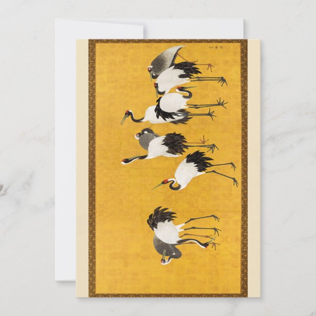 Vintage Japanese Crane Art Invitation (Front)