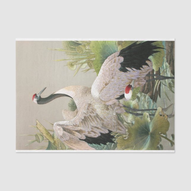 Vintage Japanese Crane Decoupage  Tissue Paper (Front)