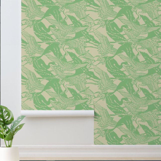 Vintage Japanese Crane Pattern Wallpaper (Creator Uploaded)