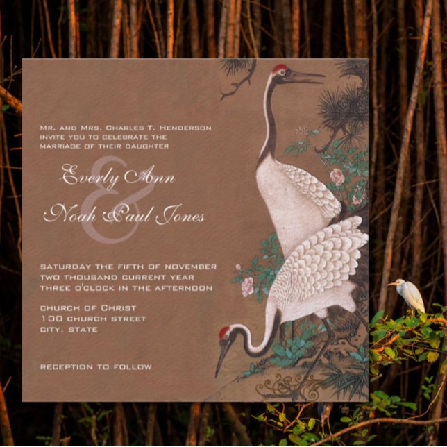 Vintage Japanese Cranes Wedding Invitations (Creator Uploaded)