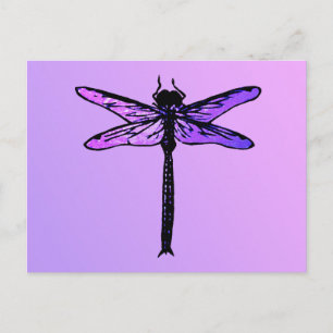 Vintage Japanese Dragonfly, amethyst purple Postcard
