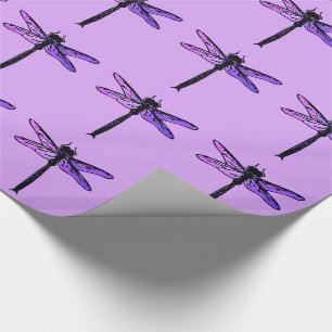 Vintage Japanese Dragonfly, amethyst purple Wrapping Paper