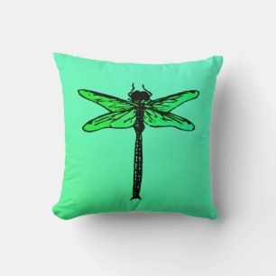 Vintage Japanese Dragonfly, emerald green Cushion