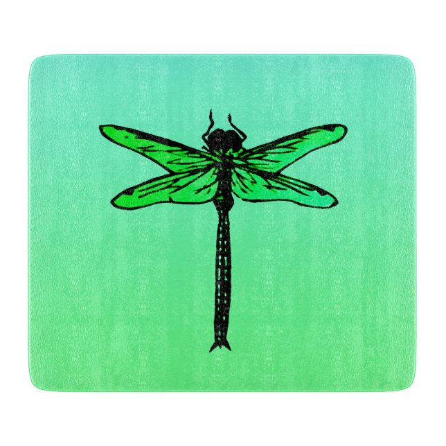Vintage Japanese Dragonfly, emerald green Cutting Board (Front)