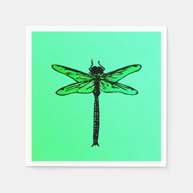 Vintage Japanese Dragonfly, emerald green Napkin (Front)