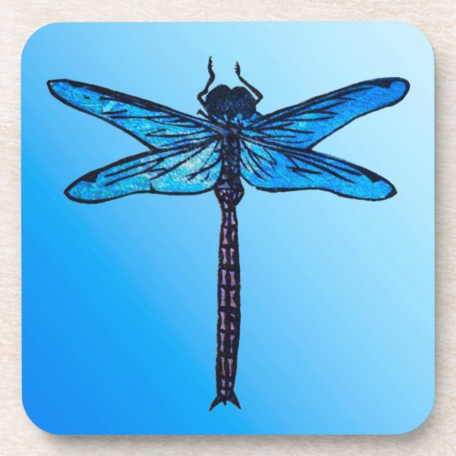 Vintage Japanese Dragonfly, sapphire blue Coaster (Front)