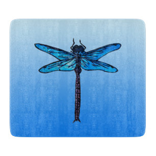 Vintage Japanese Dragonfly, sapphire blue Cutting Board