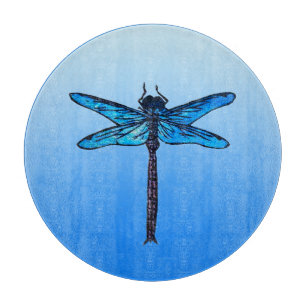 Vintage Japanese Dragonfly, sapphire blue Cutting Board