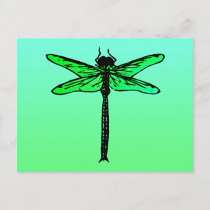 Vintage Japanese Dragonfly, sapphire blue Postcard