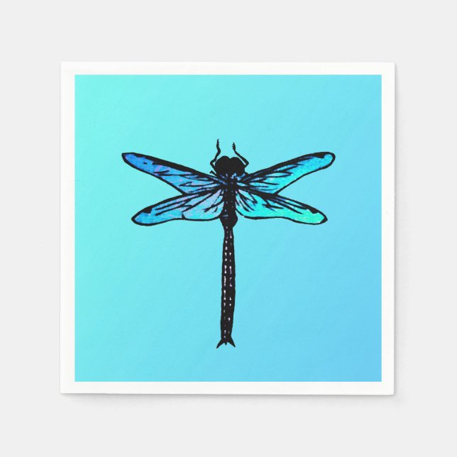 Vintage Japanese Dragonfly, turquoise blue Napkin (Front)