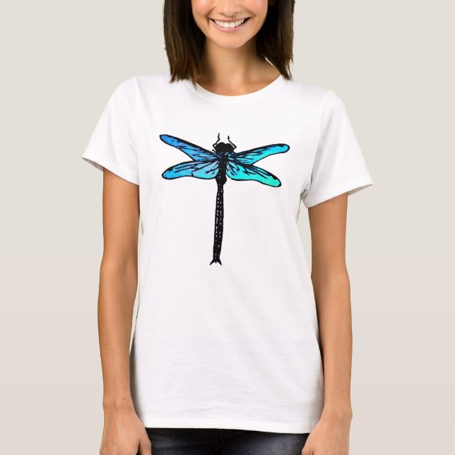 Vintage Japanese Dragonfly, turquoise blue T-Shirt (Front)