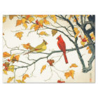 Vintage Japanese drawing, Cardinals on a branch