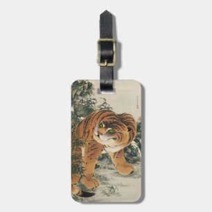 Vintage Japanese Edo Tiger in Bamboo Forest Art Luggage Tag