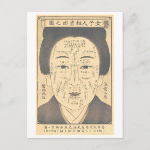 Vintage Japanese Face Reading Chart--Woman Postcard
