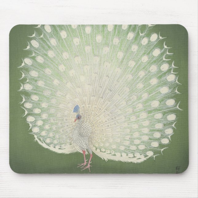 Vintage Japanese Fine Art | Peacock Mouse Pad (Front)