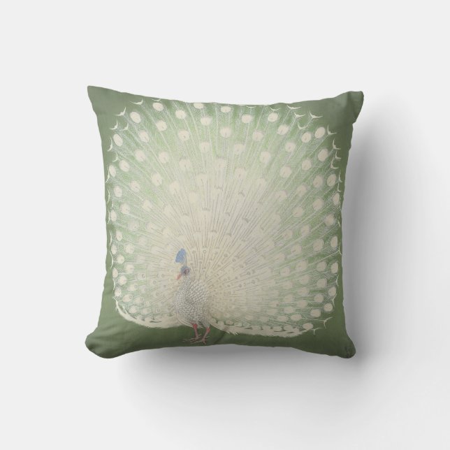 Vintage Japanese Fine Art | Peacock Outdoor Cushion (Front)