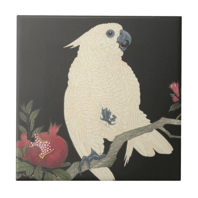 Vintage Japanese Fine Art | White Cockatoo Tile (Front)