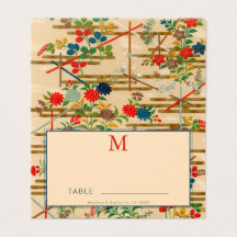 Vintage Japanese Floral Blank Wedding Place Cards