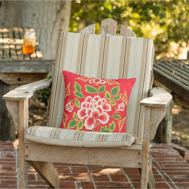 Vintage Japanese Floral Design Outdoor Cushion (Chair)