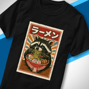 Vintage Japanese Food Cute Racoon Slurping Ramen T-Shirt