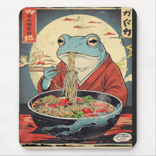 Vintage Japanese Frog Ramen for foodies Mouse Pad