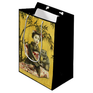 Vintage Japanese Geisha And Demon Gift Bag