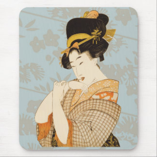 Vintage Japanese Geisha Girl Entertainer in Kimono Mouse Pad