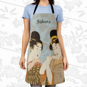 Vintage Japanese Geisha Girls in Kimonos Apron