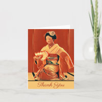 Vintage Japanese Geisha in Kimono Rustic Red Asian