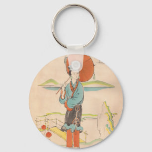 Vintage Japanese Geisha Key Ring