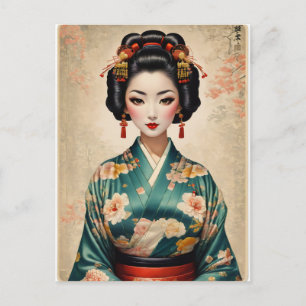 Vintage Japanese Geisha Portrait Postcard