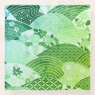 Vintage Japanese Hills and Rivers Glass Coaster