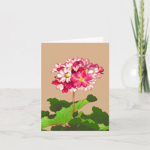 Vintage Japanese Hydrangea. Pink and Green Card