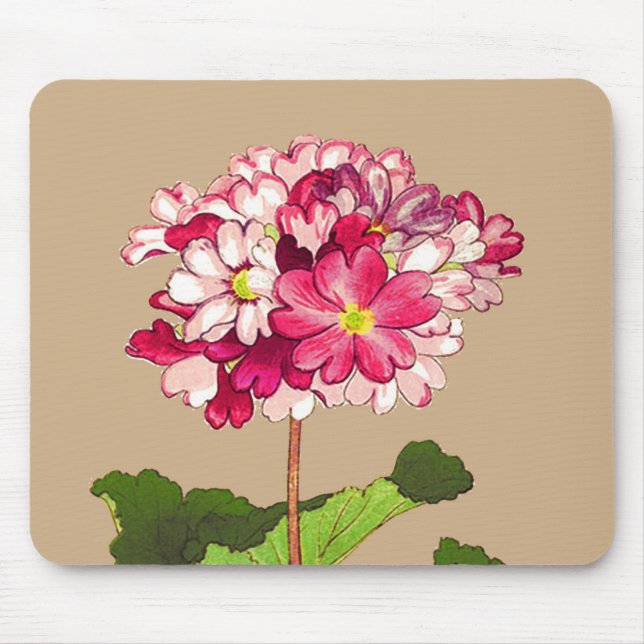 Vintage Japanese Hydrangea. Pink and Green Mouse Pad (Front)