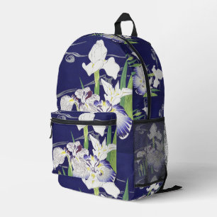 Vintage Japanese Iris Art Print Kogyo Tsukioka Printed Backpack