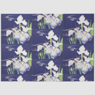 Vintage Japanese Iris Art Print Kogyo Tsukioka Tissue Paper