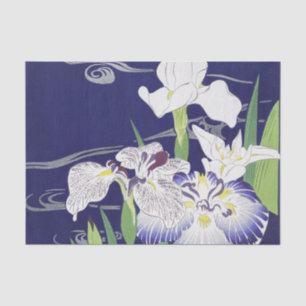 Vintage Japanese Iris Art Print Kogyo Tsukioka Tissue Paper