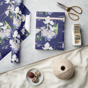 Vintage Japanese Iris Art Print Kogyo Tsukioka Wrapping Paper
